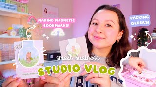 SMALL BUSINESS STUDIO VLOG ✿ week in the life / packing orders & making my first magnetic bookmark!