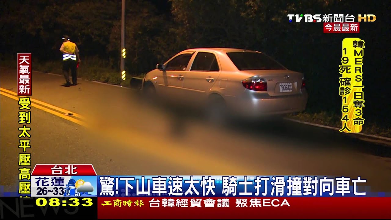 驚!下山車速太快 騎士打滑撞對向車亡