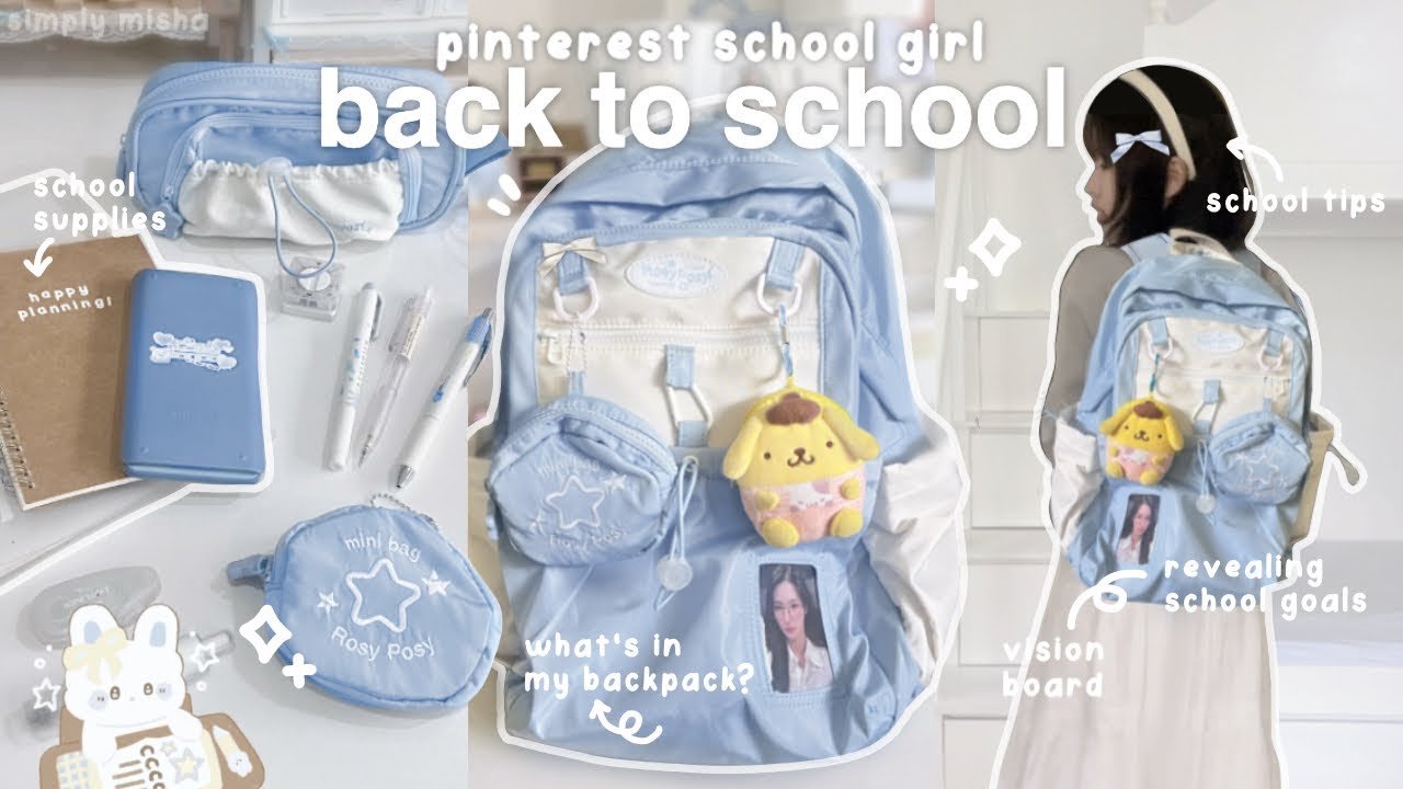 BACK TO SCHOOL prep 2024 🎧🐰 : what’s in my backpack, pinterest school girl, vision board + tips