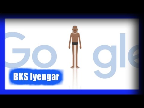 BKS Iyengar Google Doodle.  97th Birthday of  "Iyengar Yoga" Founder