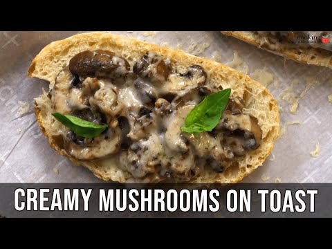 Incredibly Cheesy Creamy Sautéed Mushrooms on Toast for Breakfast