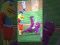 Barney Doing A Scorpion From Gymnastics In A Baseball Game