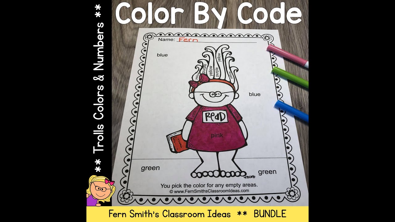 Color By Code Trolls Know Your Numbers and Know Your Colors Bundle
