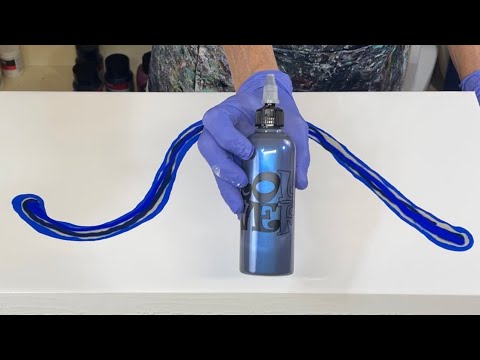 #114 Beautiful Iridescent Blue Black Dutch Pour - Fluid Art - Abstract Art - Acrylic Painting