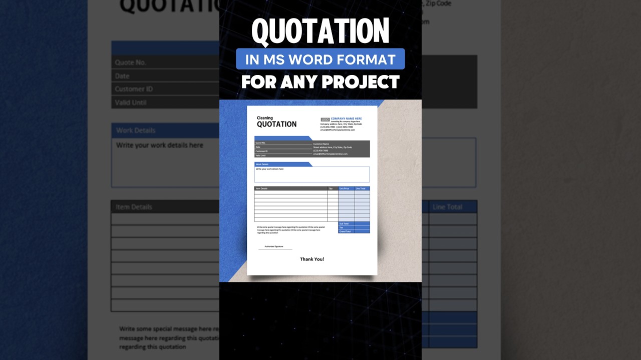 Professional Project Quotation Template in MS Word | #quotation #estimate