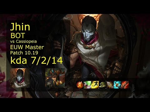Jhin ADC vs Cassiopeia - EUW Master 7/2/14 Patch 10.19 Gameplay