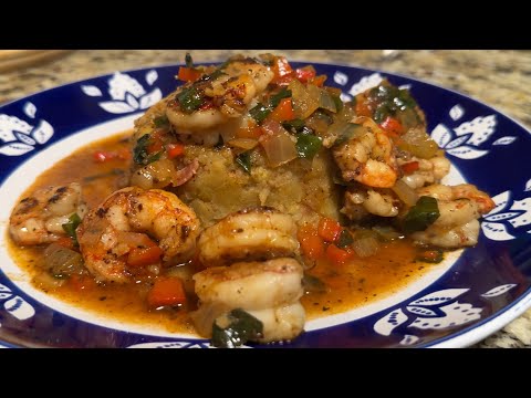 Authentic Puerto Rican Mofongo | Shrimp in Creole Sauce | Mofongo con Camarones a la Criolla
