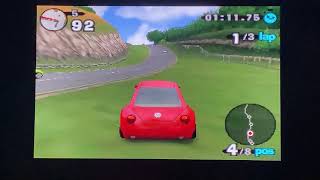 Beetle adventure racing Nintendo 64 gameplay, playing on the Polymega.