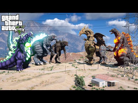Super Godzilla, Ultima Godzilla, Zilla 98 vs Burning Godzilla, Kaiser King Ghidorah ( GTA V Mods )
