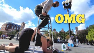 WEIRD & INTENSE STREET MASSAGE in WASHINGTON SQ. PARK on Female in NYC 🇺🇸 (Unintentional ASMR)