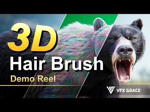 3D Hair Brush Demo Reel | Blender hair tool | hair presets