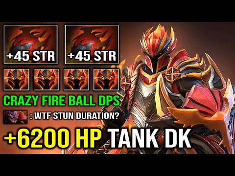 WTF 6200 HP TANK Dragon Knight Crazy Fireball DPS with Double 2x Heart Max STR Dota 2