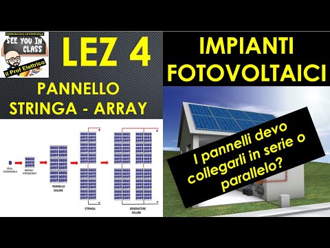 , title : '4-Impianti fotovoltaici, pannello, stringhe,array,serie,parallelo, generatore fotovoltaico'