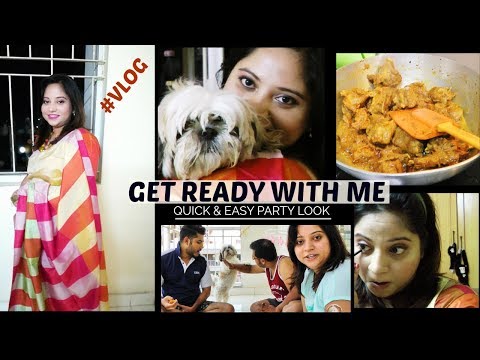 GRWM For Glam Evening Look | Quick and Easy Makeup Look for Parties | Bengali Mutton Curry Recipe