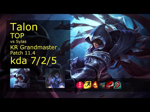 Talon vs Sylas Top - KR Grandmaster 7/2/5 Patch 11.4 Gameplay // [롤] 탈론 vs 사일러스 탑