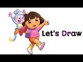 How To Draw DORA THE EXPLORER Cartoon Characters Step By Step Eesapix Dorabujji Cartoon