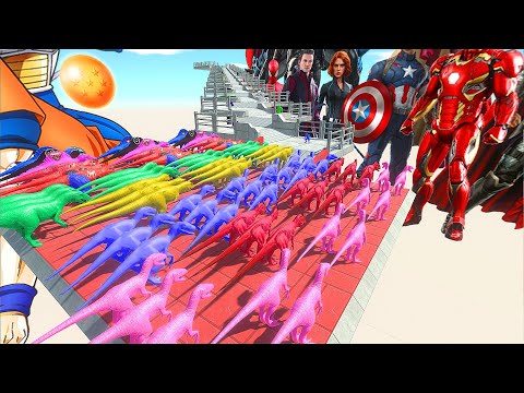 colored Carnivore Dinosaurs Sky Death Climb - Animal Revolt Battle Simulator