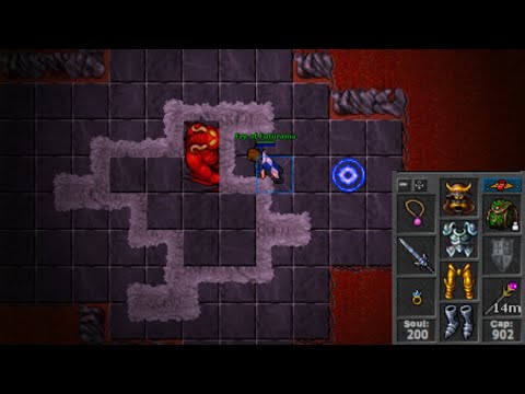Gameplay Tibia - Celebra: Try killing my first demon at level 101