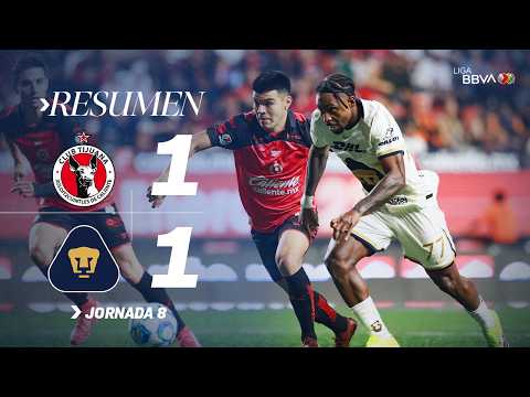 Resumen Tijuana vs Pumas UNAM Jornada 8