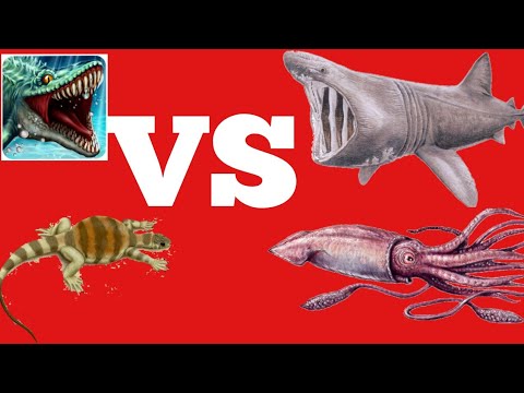 Colossal Squid and Basking Shark vs Elasmosaurus, Eunotosaurus, Leedsichthys & Ophthalmosaurus