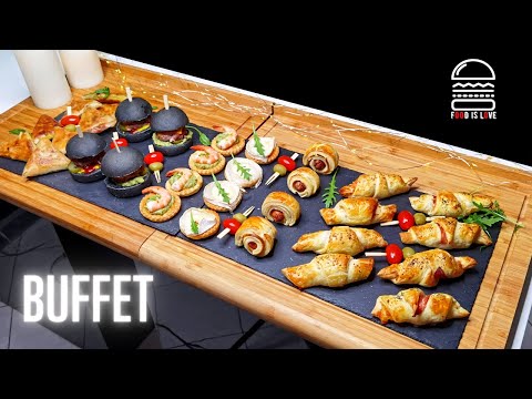 DES IDEES POUR UN BUFFET CHAUD ET FROID -- Pâte feuilletée, feuille de brick et mini cheeseburger