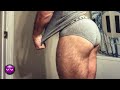 Bodybuilder shows his HAIRY HUNK LEGS