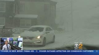 Snow Makes Mess In Babylon Village, Long Island