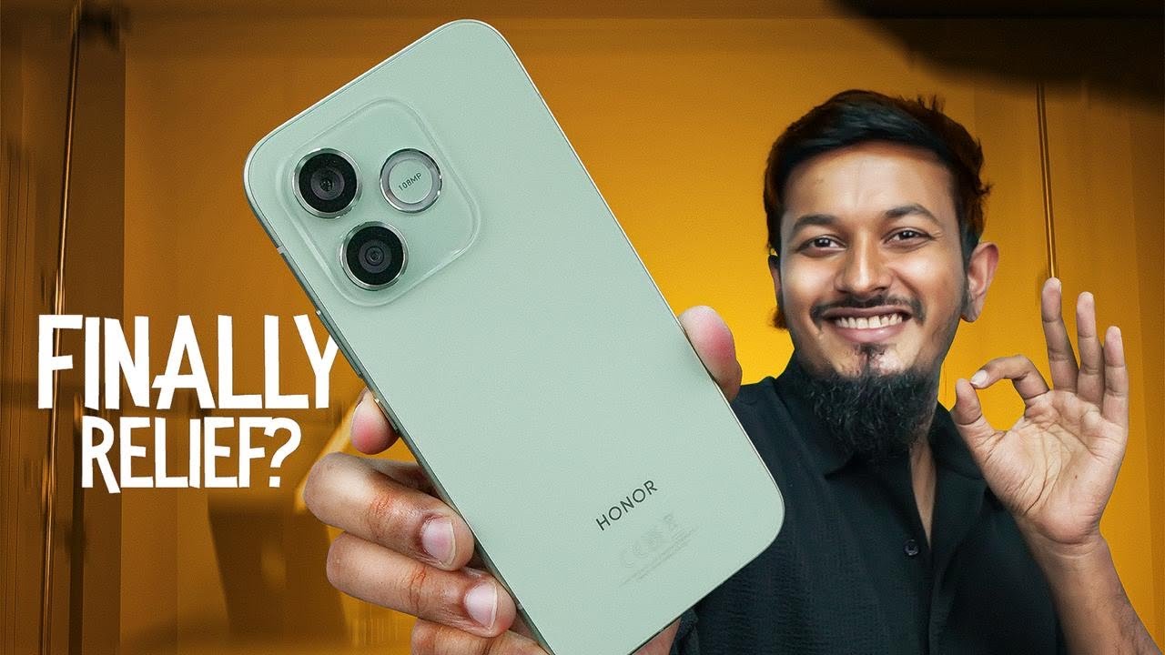 Honor 600 Lite in Sprout Green color showing front display and back camera module