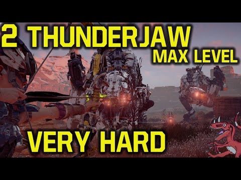 Horizon Zero Dawn gameplay - MAX LEVEL vs  2 Thunderjaw on VERY HARD (Horizon Zero Dawn Thunderjaw) Video