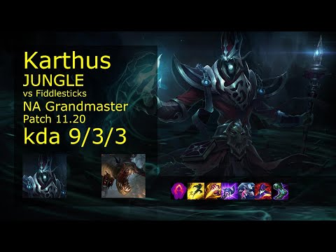 Karthus vs Fiddlesticks Jungle - NA Grandmaster 9/3/3 Patch 11.20 Gameplay