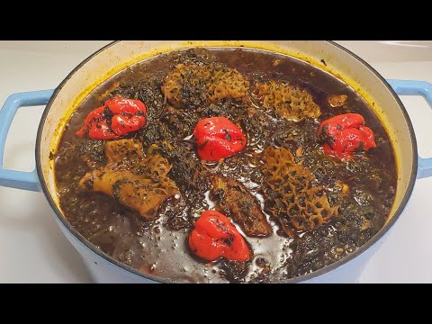 West African Potato Leaf Stew With Goat Meat, Cowbella & Smoked Catfish — The Frozen Leaf Trick You Need to Know