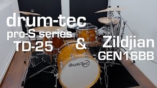 Video thumbnail for drum-tec pro-S electronic drums with Roland TD-25 module & Zildjian Gen16 BB cymbals by drumtecTV