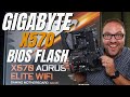 how to flash the bios on gigabyte x570 aorus elite wifi motherboard with q flash plus