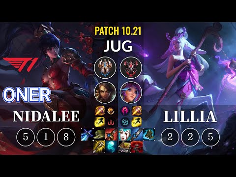 T1 Oner Nidalee vs Lillia Jungle - KR Patch 10.21
