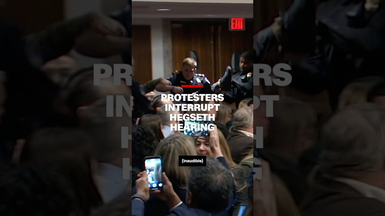 Protesters interrupt Hegseth hearing