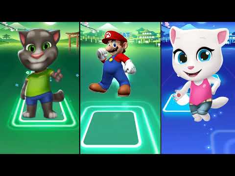 Talking Tom vs Talking Angela vs Mario Bros vs Mario Luigi | Tiles Hop EDM Rush - Who Is Best?