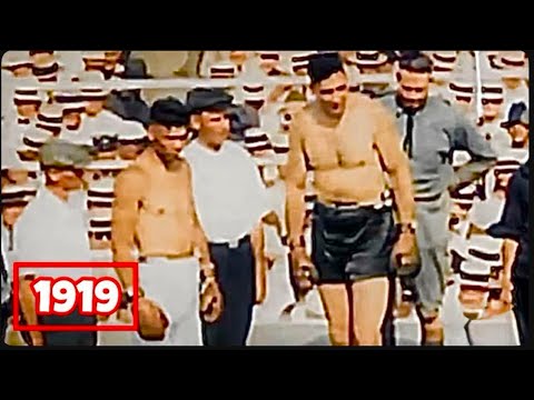 1919 Boxing Footage 🥊⭐️ Jack Dempsey vs. Jess Willard [In Color, Speed Adjusted]
