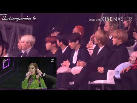 4K BTS reaction to BLACKPINK PLAYING WITH FIRE+AS IF IT'S YOUR LAST @32nd GOLDEN DISC AWARDS 2018
