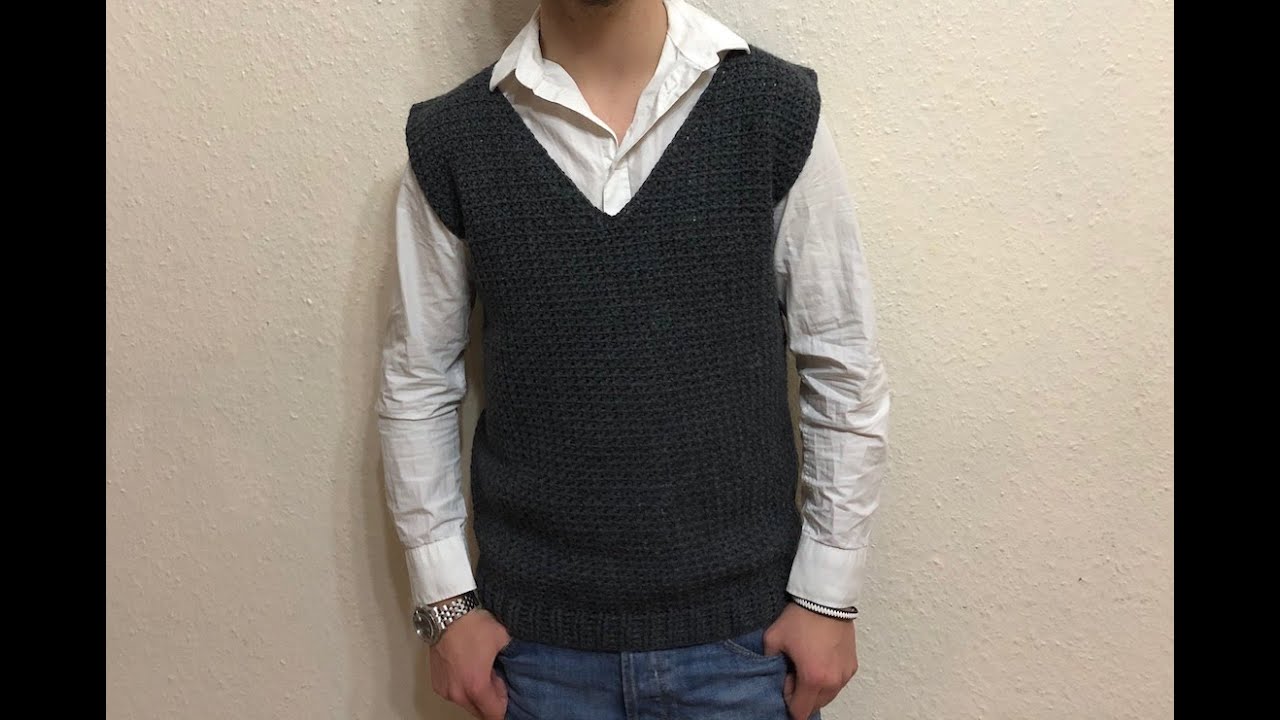 Tuto pull sans manches pour homme au crochet