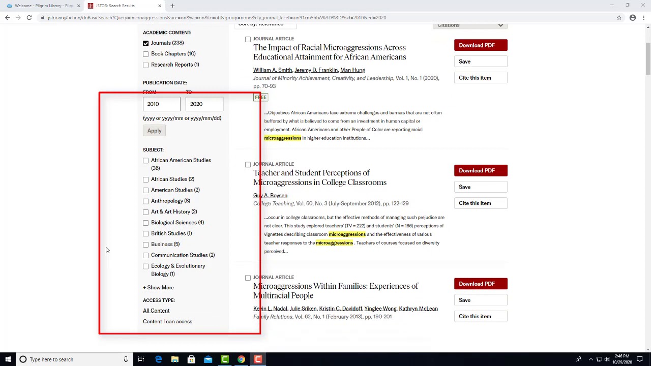 JSTOR database tutorial
