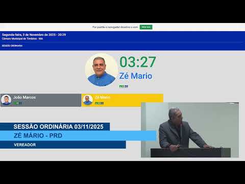  SESSÃO DIA 03/11/2025 – II PRONUNCIAMENTO DO VEREADOR ZÉ MÁRIO