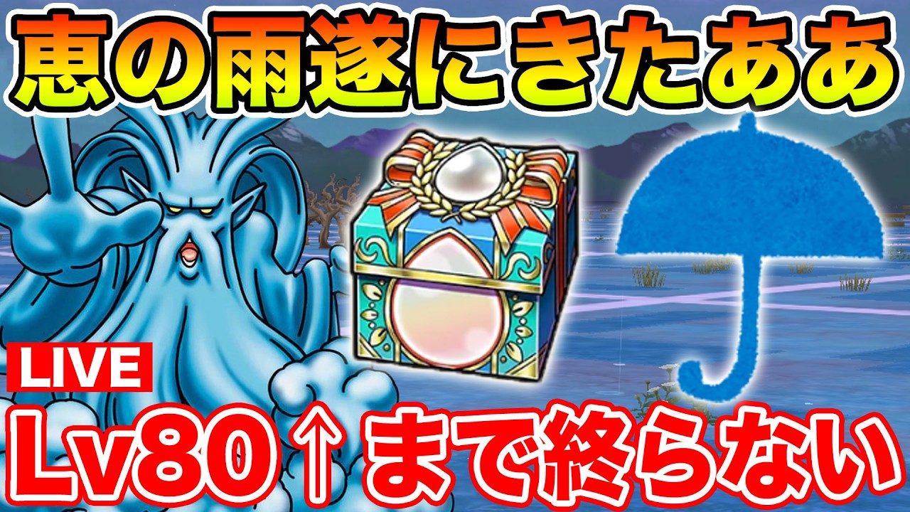 【ドラクエウォーク】遂に雨!!!!! Lv80超えるまで絶対に終わらない…くもの大王千里周回!!【DQW】