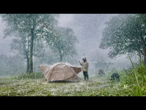 THE WORST RAIN STORM I'VE EVER EXPERIENCED ‼️ CAMPING IN HEAVY RAIN 