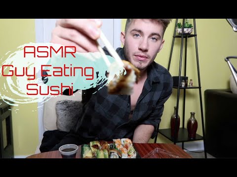 ASMR guy eating sushi