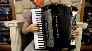 Video thumbnail for 3895 - Black Excelsior Symphony Gold Piano Accordion LMMM 42 120 $4999 by Liberty Bellows