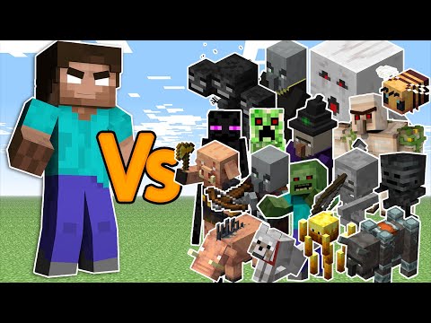 EPIC Minecraft HEROBRINE vs All Mobs FIGHT!