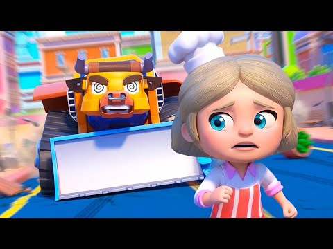 Oh no! Bulldozer Bull goes crazy! Can Elephant Excavator stop him? | Cars & Trucks Rescue Squad