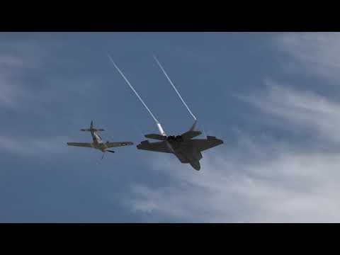 2019.03.31 Travis AFB Airshow: Part.26 - F-22 Raptor & P-51 Mustang heritage flight 02