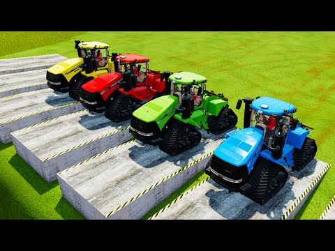 TRANSPORT OF COLORS ! PARKOUR OF COLORS! COLORED TRACTORS ON RAMP ! Farming Simulator 22