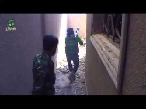 استهداف عربة BMP لقوات النظام في حي الصناعة في دير الزور بواسطة قاذف آر بي جي من قبل كتيبة عاصفة الفرات